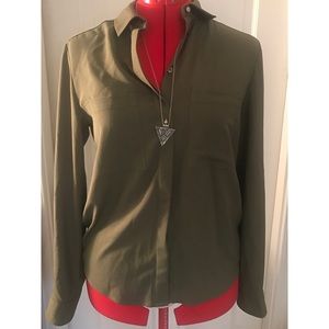NWT Topshop Olive Button-Down